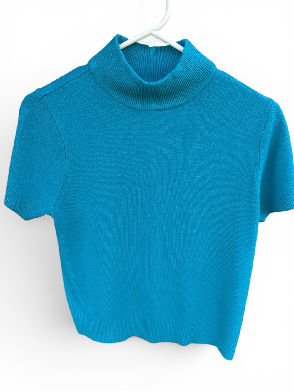 Blair Short-Sleeve Turtleneck Sweater in Teal